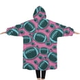 thumbnail image 2 of Oversized Wearable Blanket Hoodie,Football Pattern Sherpa Blanket Hoodie with Super Pockets,Super Warm Fuzzy Pullover for Women & Men, 2 of 6