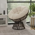 thumbnail image 4 of EMMA + OLIVER Swivel Papasan Chair with Brown Wicker Wrap and Beige Plush Cushion, 4 of 12