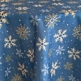 thumbnail image 5 of Lintex Blue Farmhouse Snowflake Fabric Christmas Tablecloth - Blue, Gold and White Country Rustic Holiday Tablecloth, 52" x 52" Square, 5 of 8