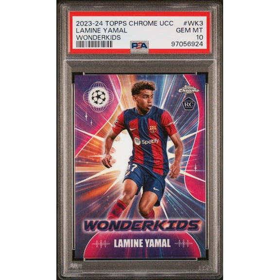 Graded 2023 Topps Chrome UCC Lamine Yamal #WK3 Wonderkids Rookie RC Soccer Card PSA 10 Gem Mint