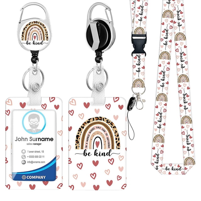 porte-cartes Avec Cordon Rtractable (arc-en-ciel Lopard), Porte-badge Et Porte-carte D'identit Avec Cordon Rtractable Pour Bureau, Cl, Tlphone Por