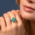 thumbnail image 4 of Gem Stone King 11.08 Ct Pear Shape Green Malachite Blue Created Sapphire 925 Sterling Silver Ring (Size 9), 4 of 5