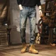 thumbnail image 2 of Pantalones ajustados de trabajo ajustados para hombre, pantalones vaqueros ajustados para hombre, ropa de primavera y otoño apilada, moda coreana 2024, 2 of 4