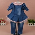 thumbnail image 2 of Peaoclate 6M-4Y Spring Autumn Infant Toddler Baby Girl Denim Clothing 3 pcs Sets 3 pcs Casual Outfits Lace Dress Jacket and Jeans,1-2Years,Flower-Pink, 2 of 7