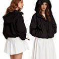 thumbnail image 6 of Nestiefly Women's Zip Up Lightweight Windbreaker Jacket Sport Casual Workout Hoodie Outerwear with Pockets Black L, 6 of 7
