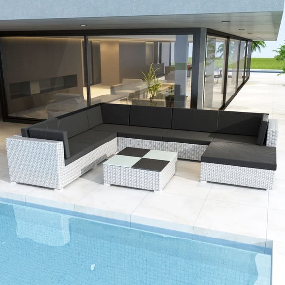 vidaXL 6 Piece Patio Lounge Set with Cushions Poly Rattan White
