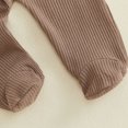 thumbnail image 5 of Cjfdfy Newborn Baby Boy Girl Footed Romper Outfit Solid Color Ribbed Long Sleeve Side Snaps Jumpsuit With Hat Infant Cute Coming Home Fall Winter Outfit 0-6 Months, 5 of 6