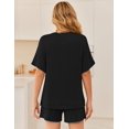 thumbnail image 3 of Ekouaer Two Piece Sets for Women Summer 2026 Lounge Sets Matching Outfits | Short Sleeve Ribbed Summer Sets 2 Piece Vacation Outfits Beach Short Sets Cruise Outfits Airport Travel Clothing with Pocke, 3 of 3