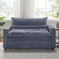 thumbnail image 2 of Convertible Sofa Bed, 3-In-1 Multi-Functional Velvet Sleeper Couch Pull-Out Bed, 47" Loveseat Chaise Lounge with Adjustable Backrest, Living Room, Small Space (Gray), 2 of 10