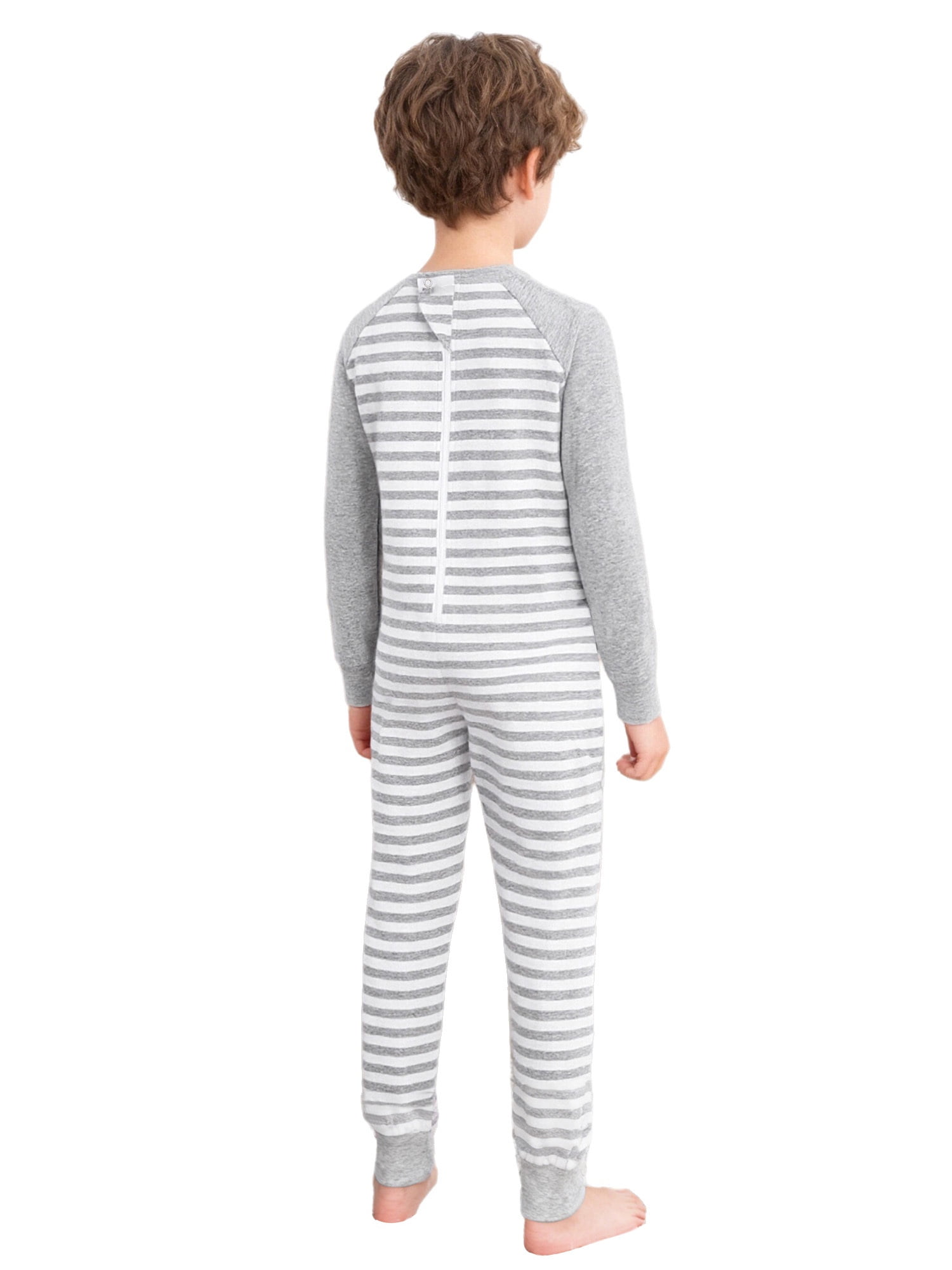 vastwit Adaptive Jumpsuit for Kids Autism Sensory Special Needs Anti-Strip Romper Striped One Piece Pajamas Grey 16