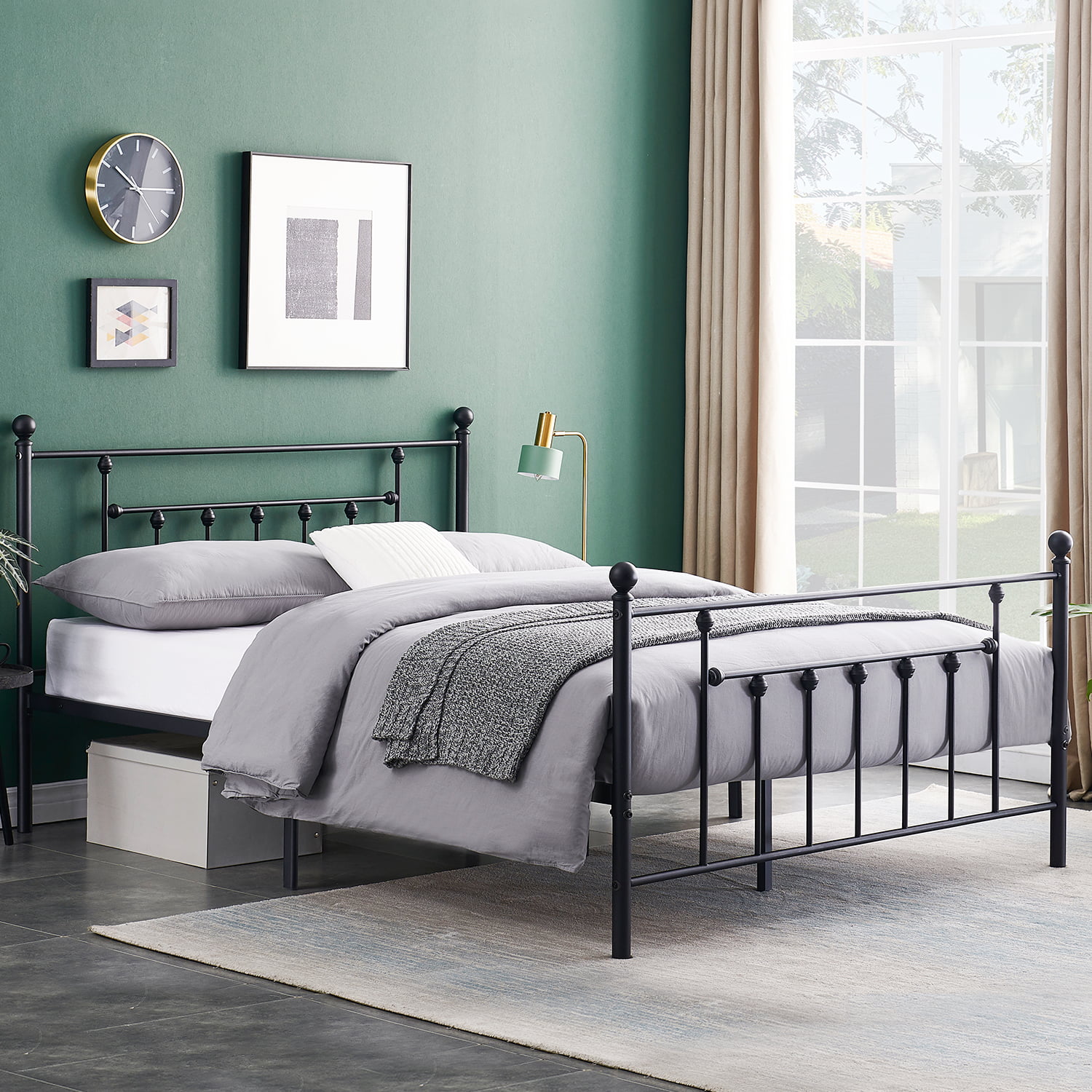 Vecelo Antique Full Size Bed Frame, How To Stop Mattress From Sliding On Metal Bed Frame