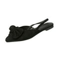 thumbnail image 2 of Miluxas Women's Bow Pointed Toe Slingback Flats Comfortable Satin Slip On Pumps office Work Wedding Party Dressy Flats Black 9.5(43), 2 of 9