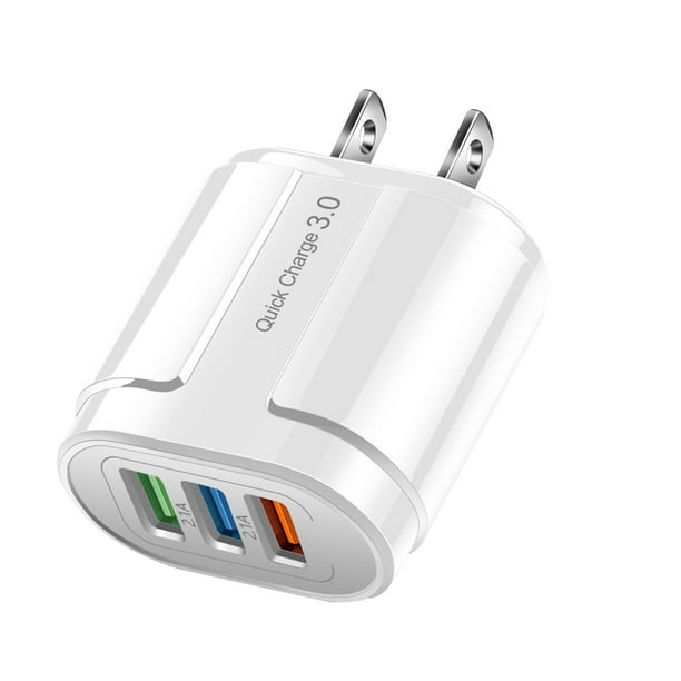 Adaptador de enchufe de pared con puerto USB 3 y cargador de 2 A