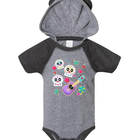 

Inktastic Day of the Dead Owl Sugar Skulls and Guitar Gift Baby Boy or Baby Girl Bodysuit