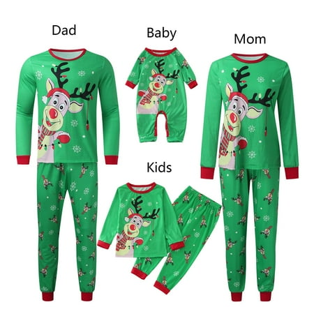 

LEEy-world Christmas Pjs Matching Christmas Family Pajamas Sets Xmas Elk Reindeer Print Pjs Plaid Long Sleeve Tops and Pants Holiday Sleepwear