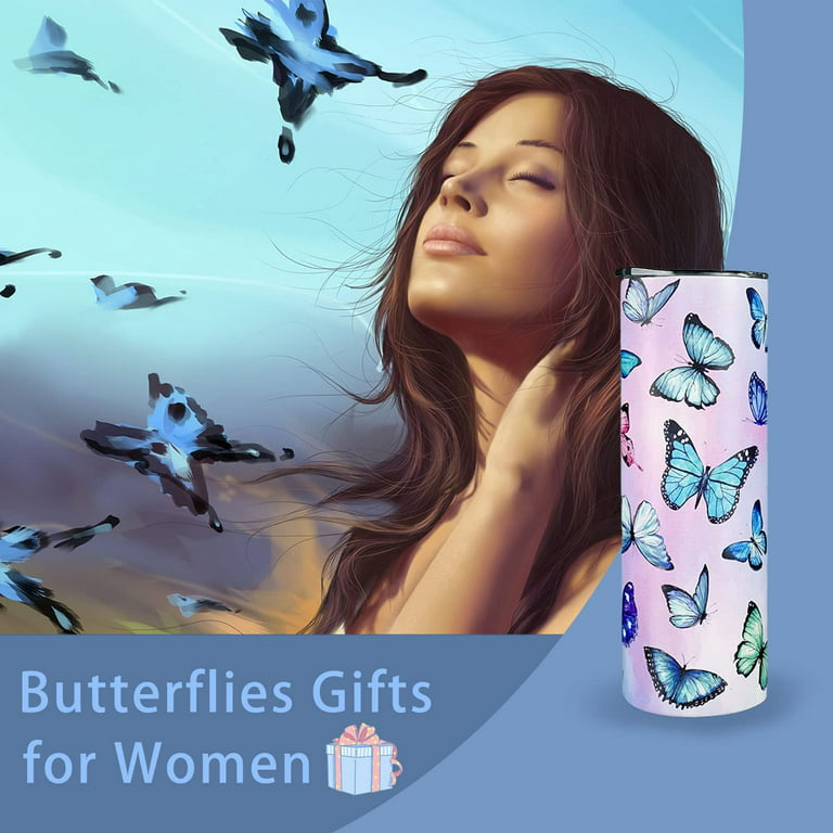 Sublimation Butterfly Tumbler, Purple Butterflies, Double Walled, Insulated,  Birthday Gift, Mother's Day Gift, 20 Oz Insulated Tumbler 