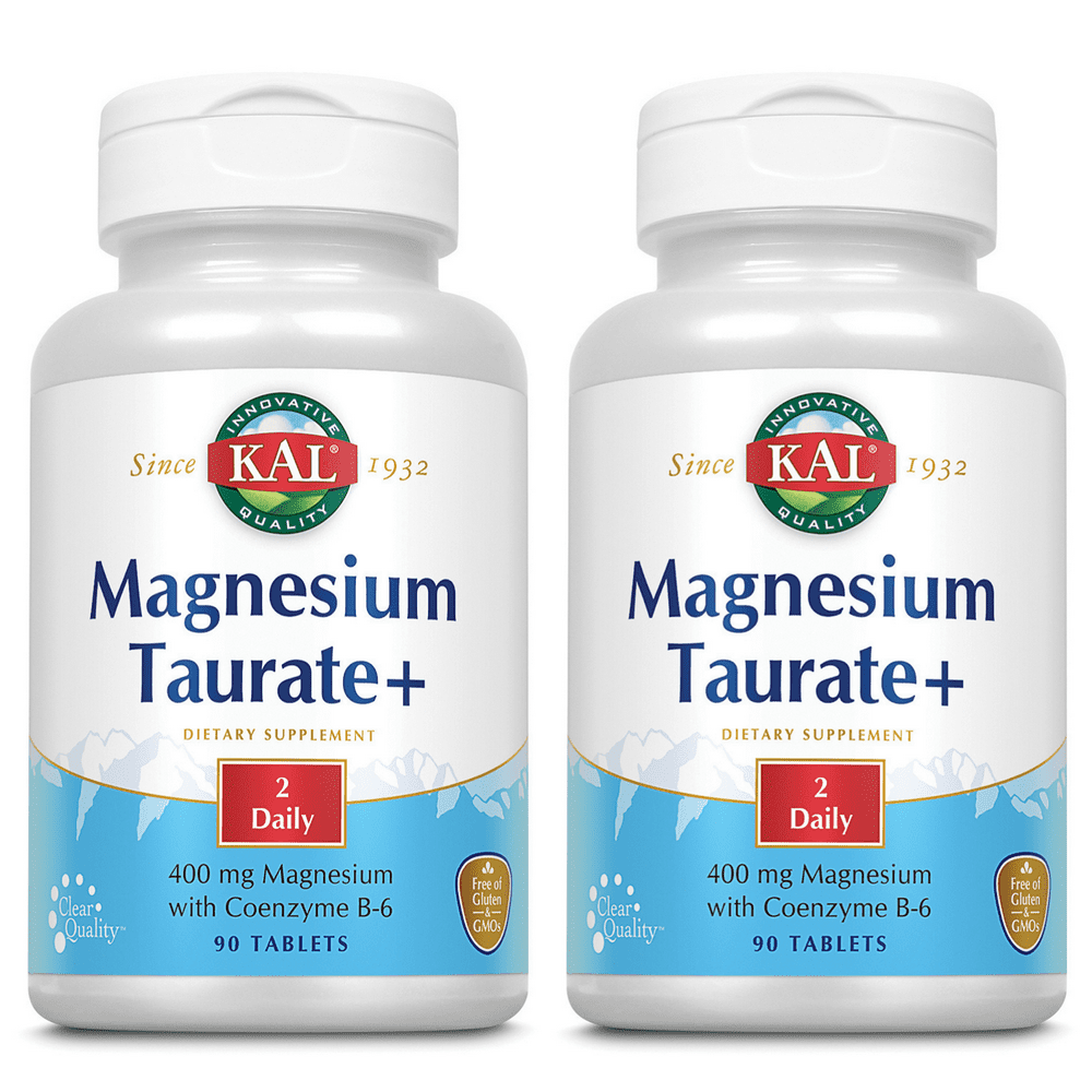KAL Magnesium Taurate Plus 400mg with Coenzyme B6, Chelated | Nerve ...