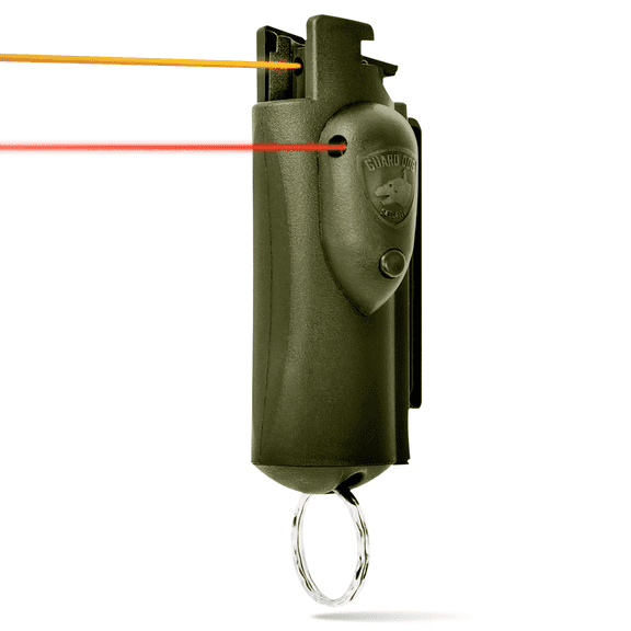 Slime Pepper Spray With Laser Aim & Belt clip, 16 ft Range, Moss Green Keychain pepper spray for protection, Self Defense By Guard Dog Security
