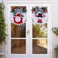 thumbnail image 4 of Decoración de coronas navideñas, letrero colgante con lazo de cinta y ramas de pino artificiales con hojas verdes, 4 of 5