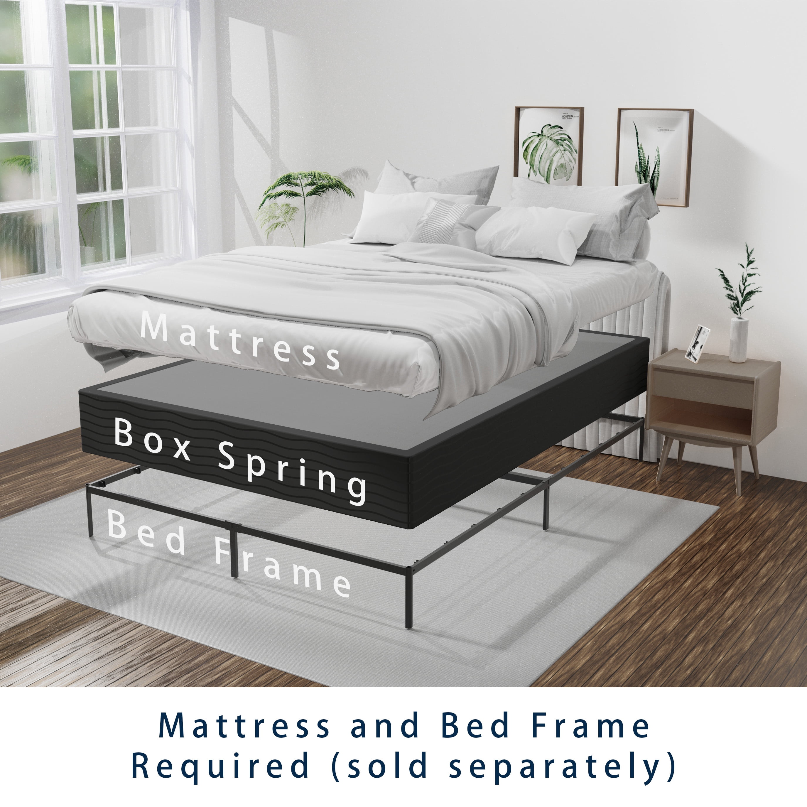 10-inch Full Box Spring, Heavy Duty Metal Full Mattress Foundation with Fabric Cover, Noise-Free, Easy Assembly