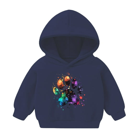Qingpeng Toddler Unisex Cute Print Hoodie Kids Boys Girls Cotton Long Sleeves Pullover Shirt Casual Loose Shirt