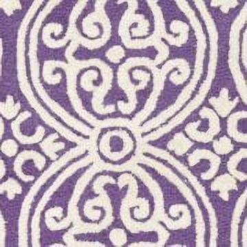 SAFAVIEH Cambridge Leslie Geometric Wool Area Rug, Purple/Ivory, 4' x 4' Square