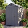 thumbnail image 2 of Patiowell 4'x6' Outdoor Storage Shed – Heavy-Duty Double-Wall Resin, Lockable Door with Window, Built-in Ventilation, Strong Floor, Quick DIY Assembly for Garden & Tool Storage, Dark Gray, 2 of 7