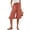Watermelon Red, variant on iHPH7 Women's Cotton Linen High Waisted Capris Smocked Waist Pedal Pushers with Pockets Wide Leg Ruffle Hem Cropped Pants Summer Casual Beach Lounge Trousers Dark Green L