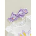 thumbnail image 6 of BemeyourBBs Newborn Baby Girl Easter Outfits Easter Bunny Long Sleeve Romper Rabbit Ruffle Skort Shorts Skirt Headband Socks Set Spring Summer Clothes, 6 of 9