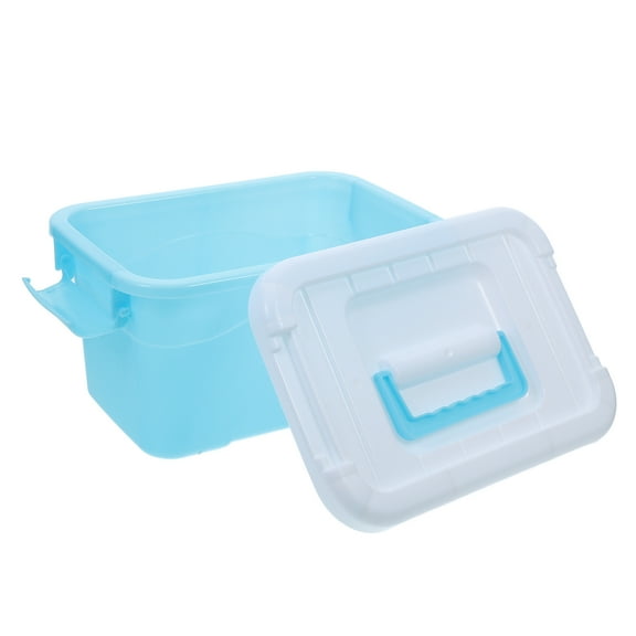 OUNONA Plastic Storage Box With Lid And Handle Kids Toy Box Small Storage Bin Organizing Box Indoor Storage Bin Kids Toy Organizer