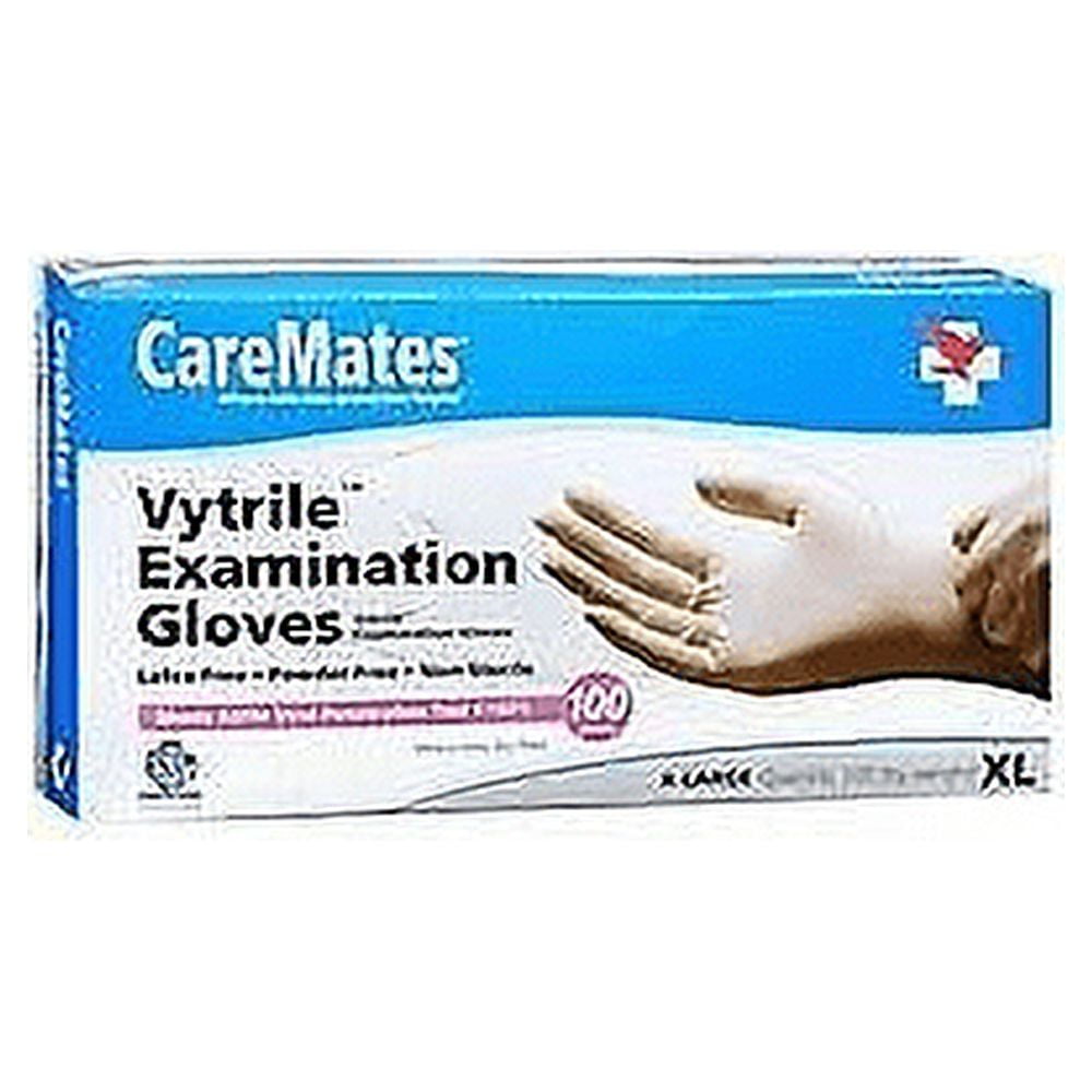 CareMates Vinyl-PF Examination Gloves, X-Large, 100 Count
