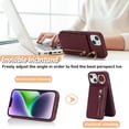 thumbnail image 3 of for iPhone 13 Case with Card Holder for Women,for iPhone 13 Phone Case Wallet with Credit Card with Ring Kickstand Zipper Shockproof Slim Stand Case for iPhone13 - Red Wine, 3 of 13
