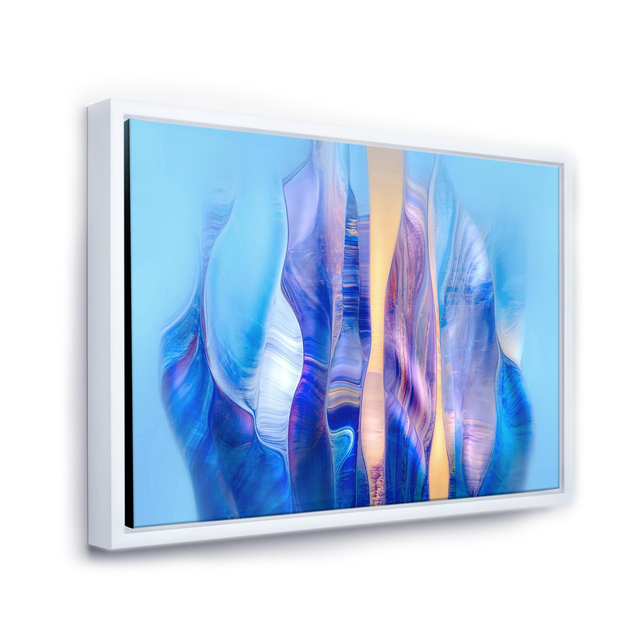 Designart 'Abstract Colorful Twisted Wavy Shape In Motion' Modern Framed Canvas Wall Art Print