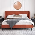 thumbnail image 6 of Einfach King Size Platform Bed Frame with Wingback Headboard, Burnt Orange, 6 of 6