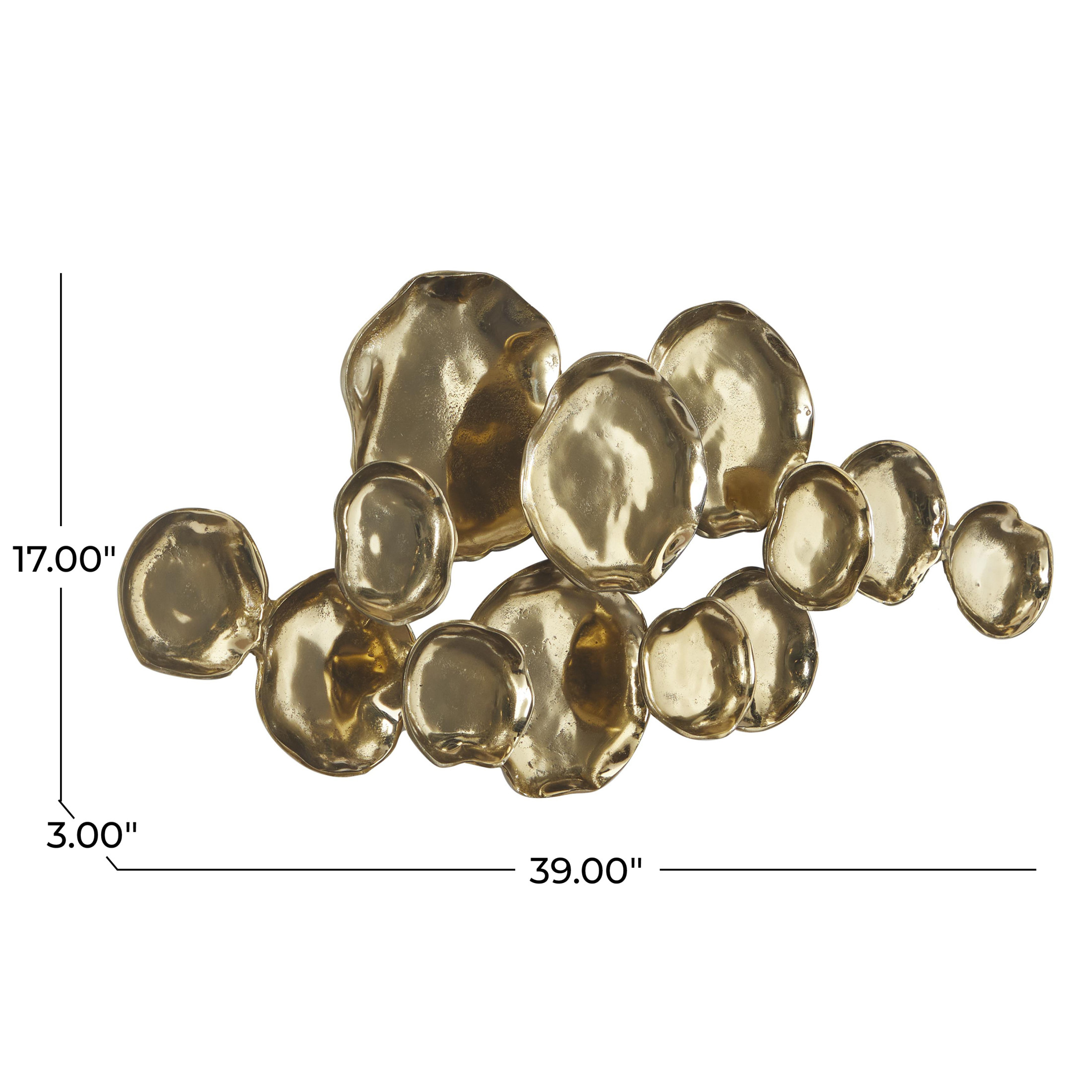 DecMode Gold Aluminum Metal Plate Wall Decor with Uneven Edges