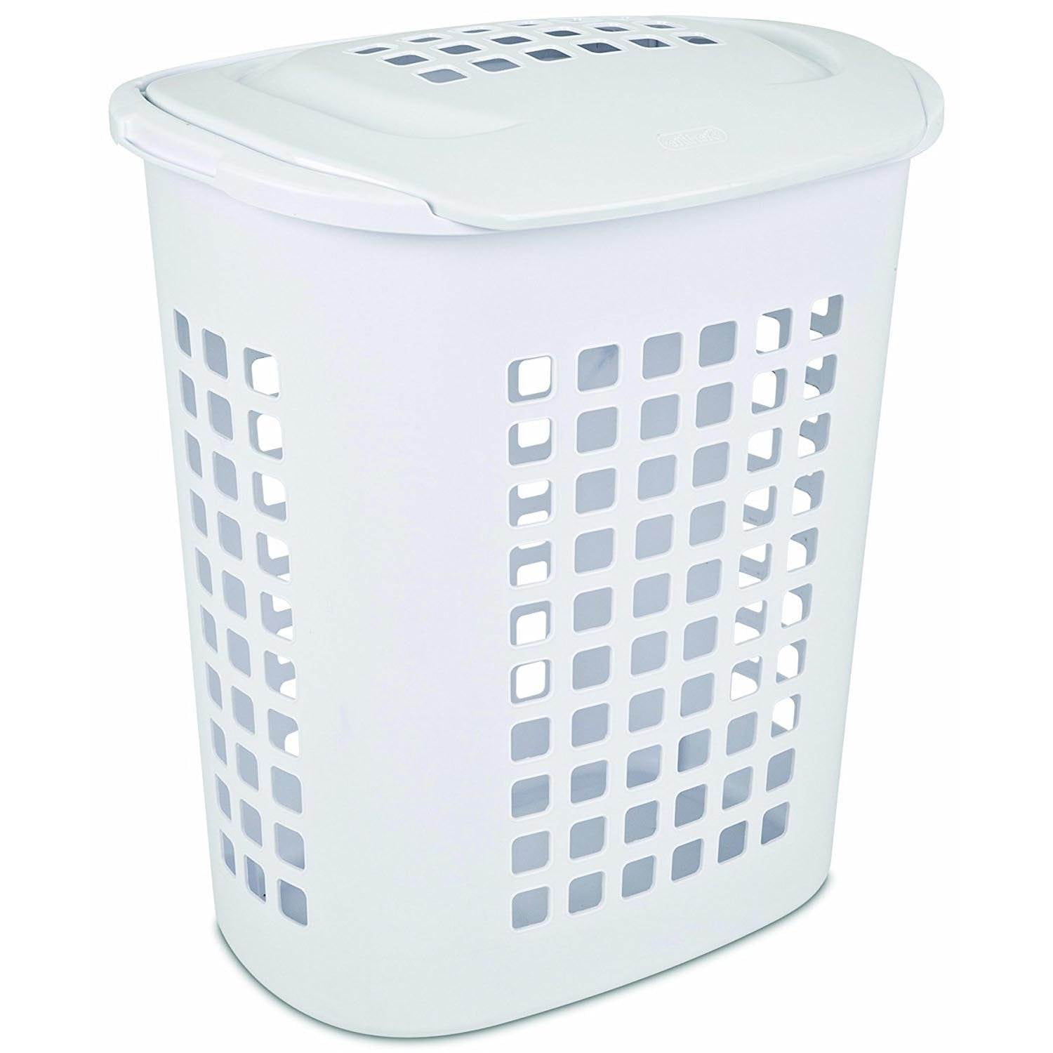 12 Pack Sterilite 2.3 Bushell 81 Liter Lift Top XL White Laundry Basket Hamper
