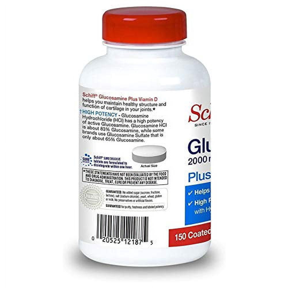 Schiff Glucosamine 2000mg with Vitamin D3 and Hyaluronic Acid, 150 tablets - Joint Supplement