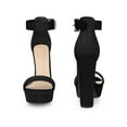 thumbnail image 5 of BLISSFUL STEP Women's Shoes Faux Suede Platform Block Heel Ankle Strap Buckle Open Toe Sandals Black 7, 5 of 6