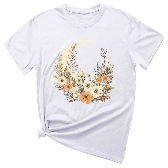 ICHUANYI Women's T Shirt Summer Tops Fashion Print Short Sleeve Crewneck Tee Casual Loose Shirts