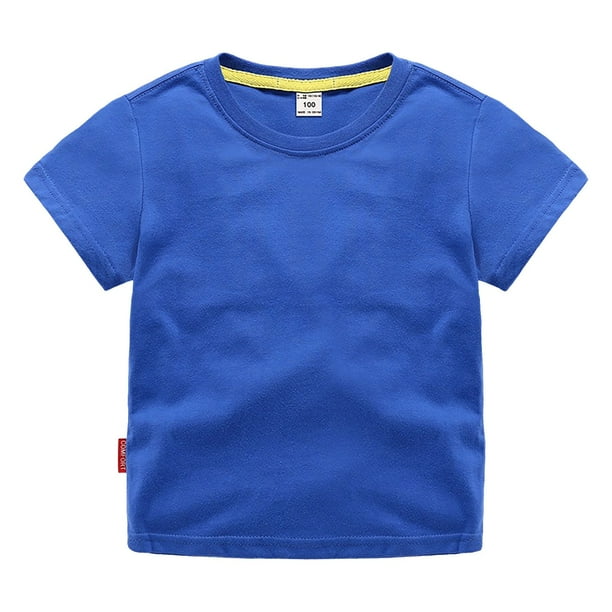 Gibobby Camisa De Invierno Camiseta clásica con cuello redondo para niños y niñas | Algodón orgánico paquete múltiple de manga corta básico para niños pequeños y niños(Azul, 18-24 Meses)