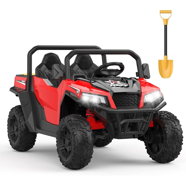 Bingirl 24V Ride on Dump Truck,24V Ride on Car with Remote Control,Electric Dump Bed and Extra Shovel,Ride on Tractors Car with Music Player Key Start red
