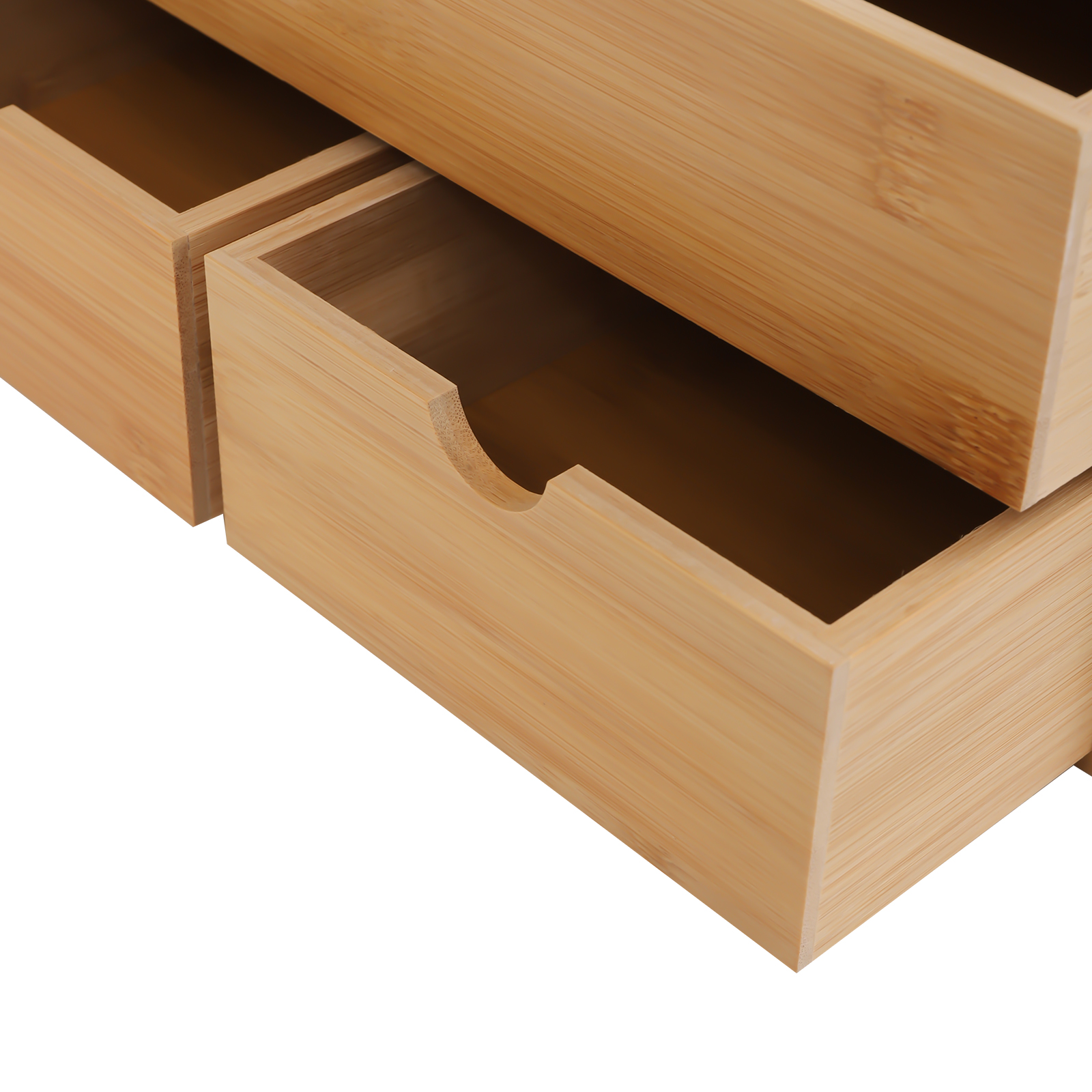 Dwellnix Tabletop Cosmetic Storage Simple Design Bamboo Desk Organizer 3 Drawers