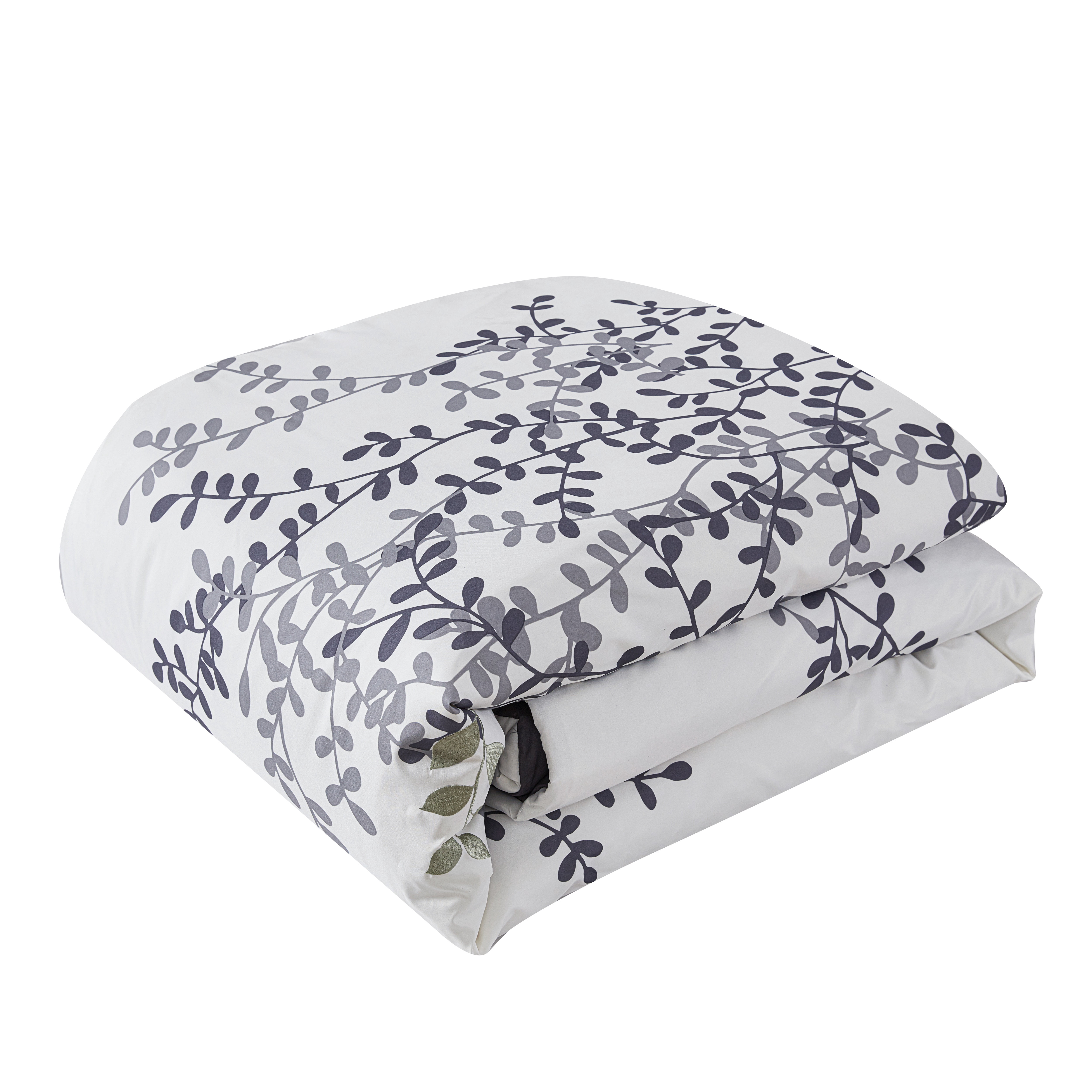 Hotel Style 14 Piece Bed-in-a-Bag Set, King, Sage, Vine Print with Embroidery, Polyfil