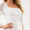 thumbnail image 5 of Lindbes DxhmoneyHX Robe à Manches Bouffantes pour Femmes, Encolure Carrée, Mini-Robe à Volants à Pois, Décontractée, Taille Haute, Tunique Évasée, 5 of 5