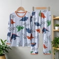 thumbnail image 2 of NIEWTR Kids 2-Piece Outfits Toddler Pajamas Set Features Long Sleeve Crewneck Tee & Pull-on Long Pants Breathable Lightweight for 3T-6T Loungewear(A-Light Blue,3-4 Years), 2 of 8