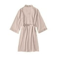 thumbnail image 2 of Feancey Short Kimono Robe for Women Satin Silk Soft Bathrobe Bride Wedding Party Sleepwear Comfy Bridesmaid Nightdress Loungewear with Belt Back to School Prime Sales Beige S, 2 of 6