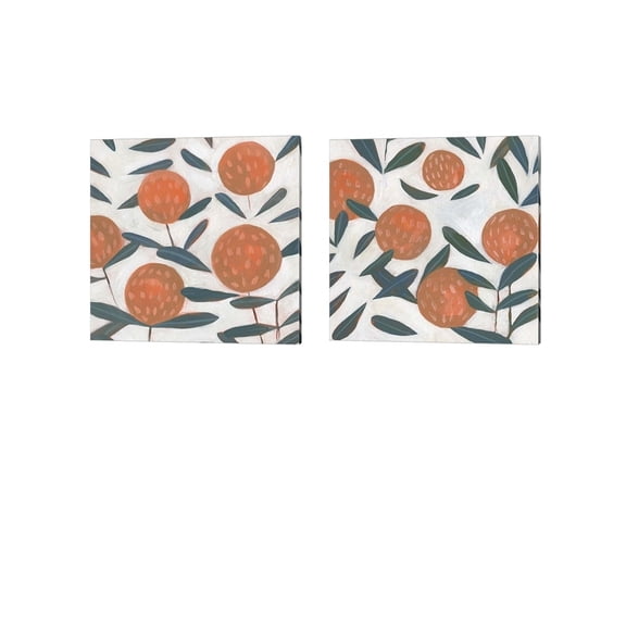 Red Clover by Emma Scarvey Canvas Art Set of 2 14 inch X 14 inch Each