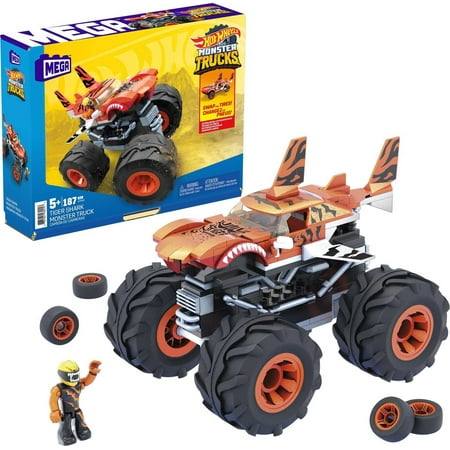 MEGA Hot Wheels Tiger Shark Monster Truck Construction Set, Building Toys for Kids