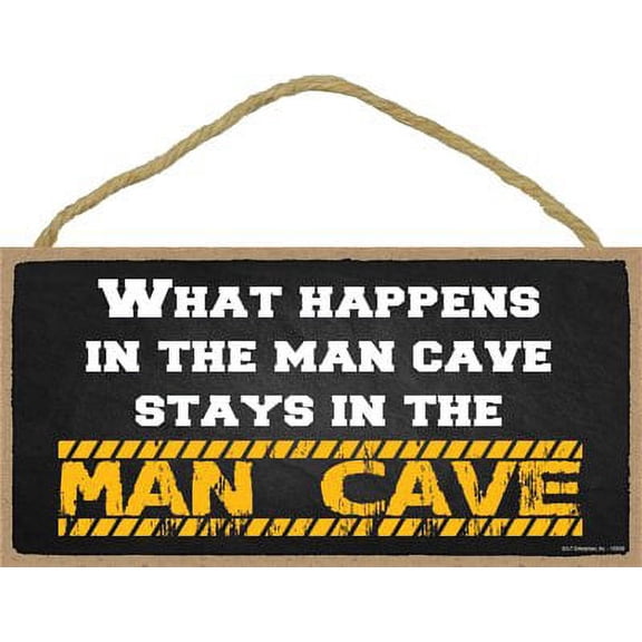Wood Sign What Happens in The Man Cave Stays in The Man Cave Hanging Wall Plaque Decoration for Men for 5x10