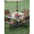 thumbnail image 3 of Outdoor Tablecloth with Umbrella Hole and Zipper, Red Beige Christmas Square Table Cloth 60x60 Inch Waterproof Tablecloth, Snowman Xmas Tree Ball Snowflake Winter Picnic Table Cover for Patio Camping, 3 of 7